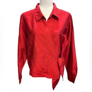 Coldwater Creek Silk Red Wrap-Front Shirt